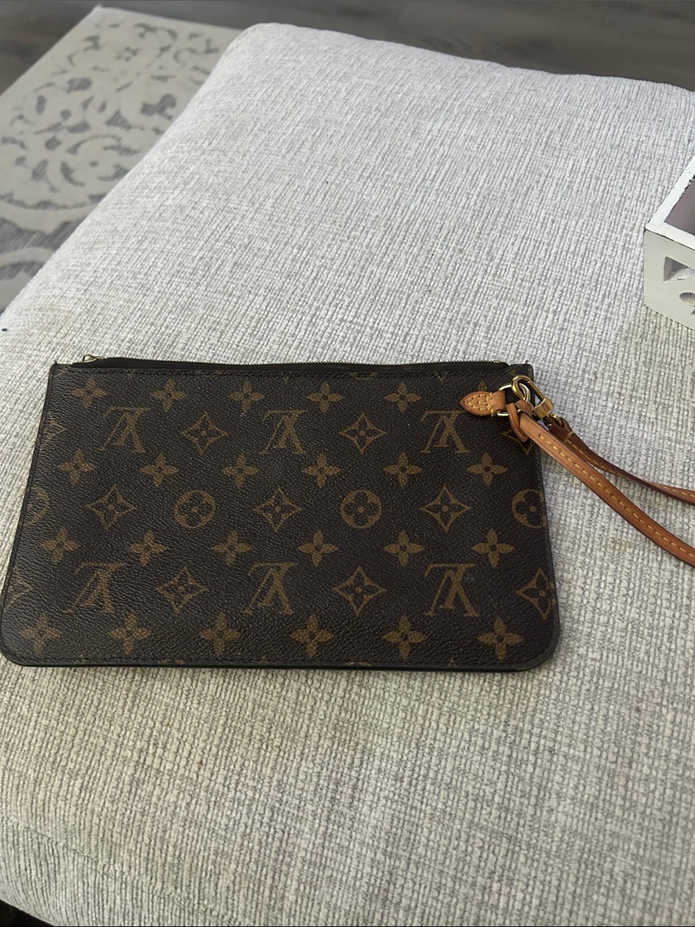 Louis Vuitton Monogram Canvas Wristlet Pouch in Dark Brown and Tan